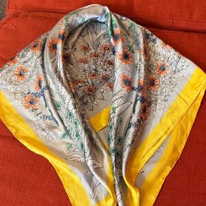 Floral Gray and Yellow Scarf